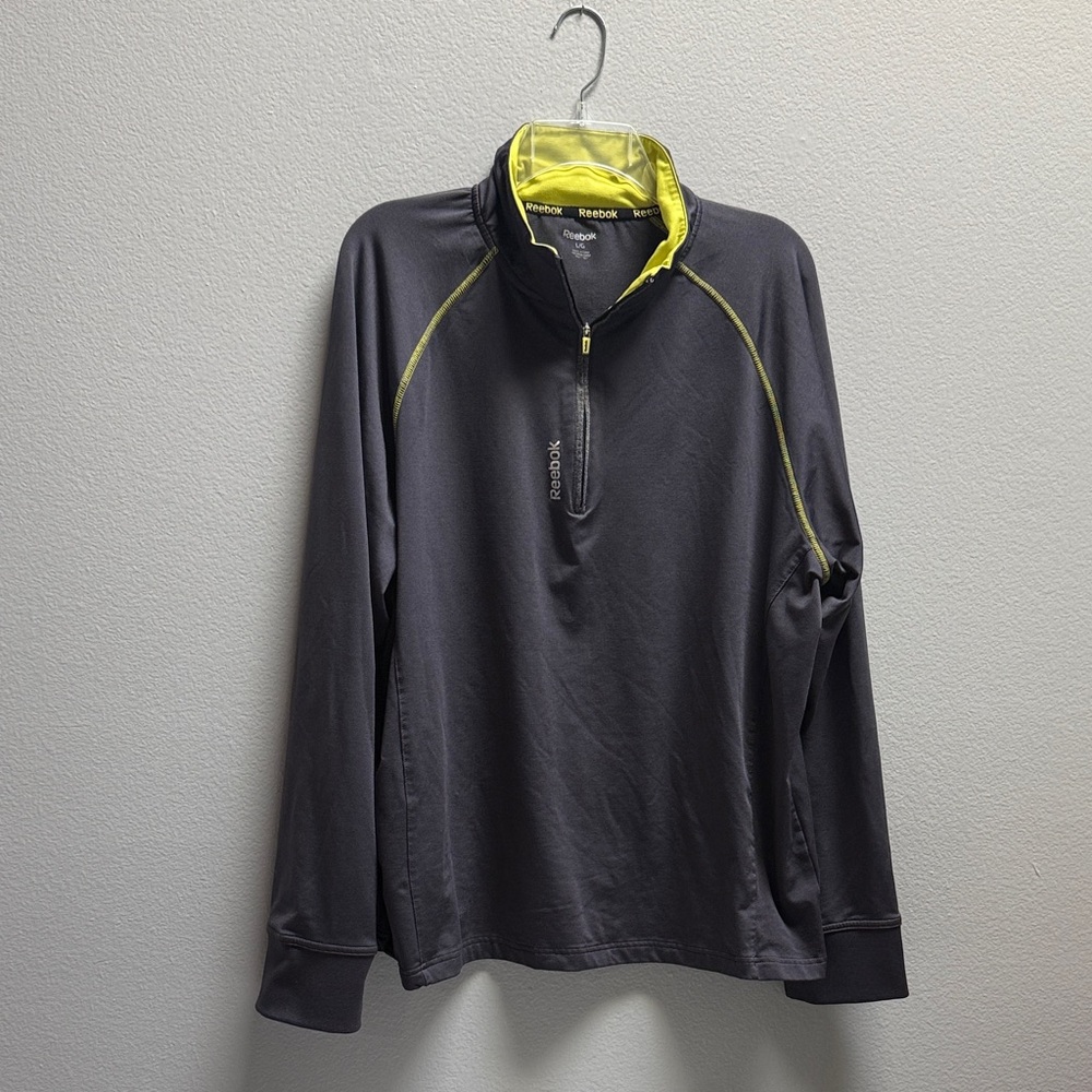 Reebok Men's Charcoal Quarter-Zip Pullover with Lime Trim